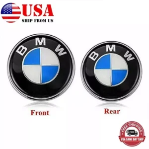 2PCS Front Hood & Rear Trunk (82mm + 74mm) Genuine FOR BMW Badge Emblem