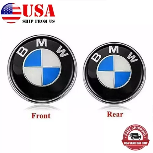 2PCS Front Hood & Rear Trunk (82mm + 74mm) Genuine FOR BMW Badge Emblem